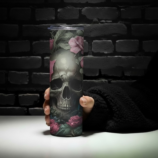 Gothic Skull & Roses - 20oz Stainless Steel Tumbler