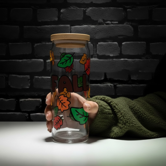 Kawaii Autumn Leaves - 20oz Glass Tumbler