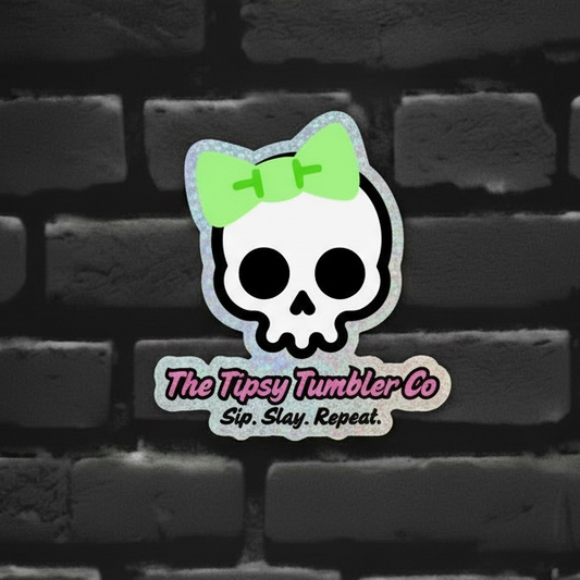 The Tipsy Tumbler Co Glitter Stickers (Green Bows)