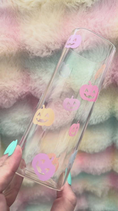Pastel Pumpkins - 17oz Square Glass Tumbler
